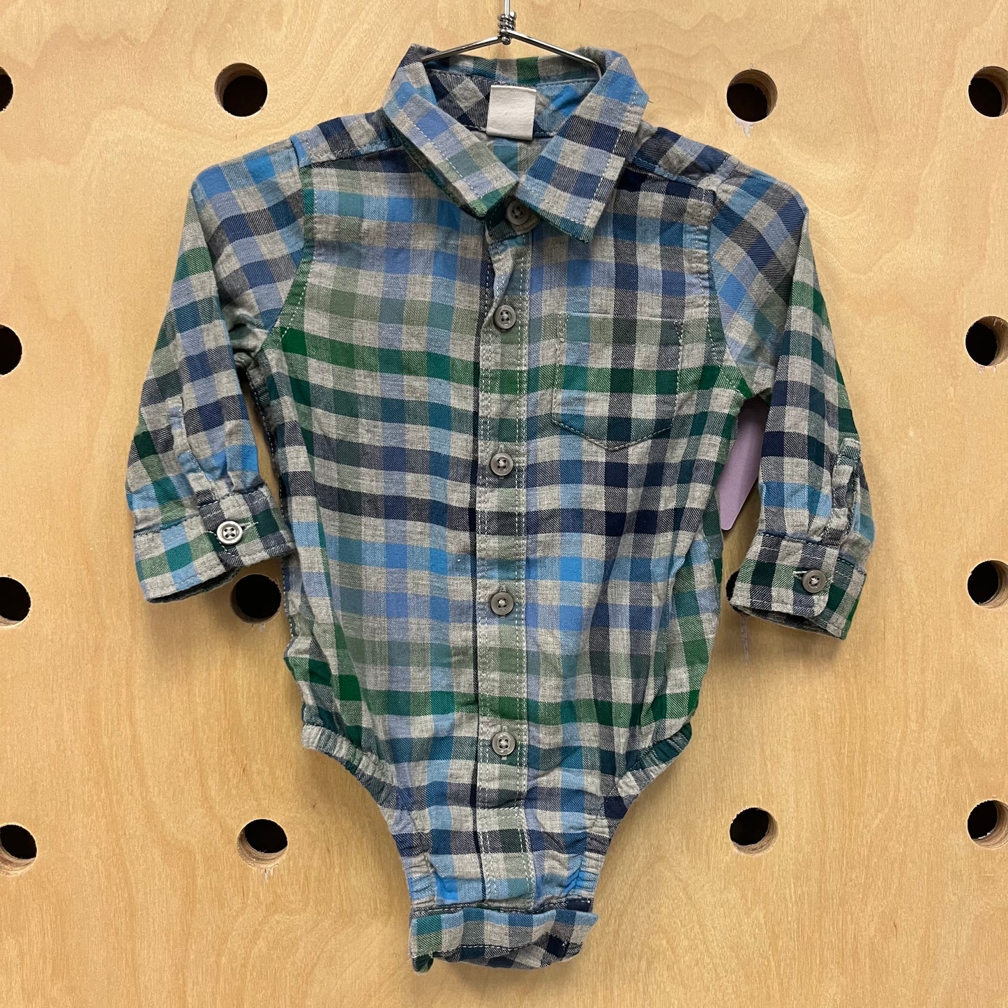 Grey + Blue Plaid Bodysuit