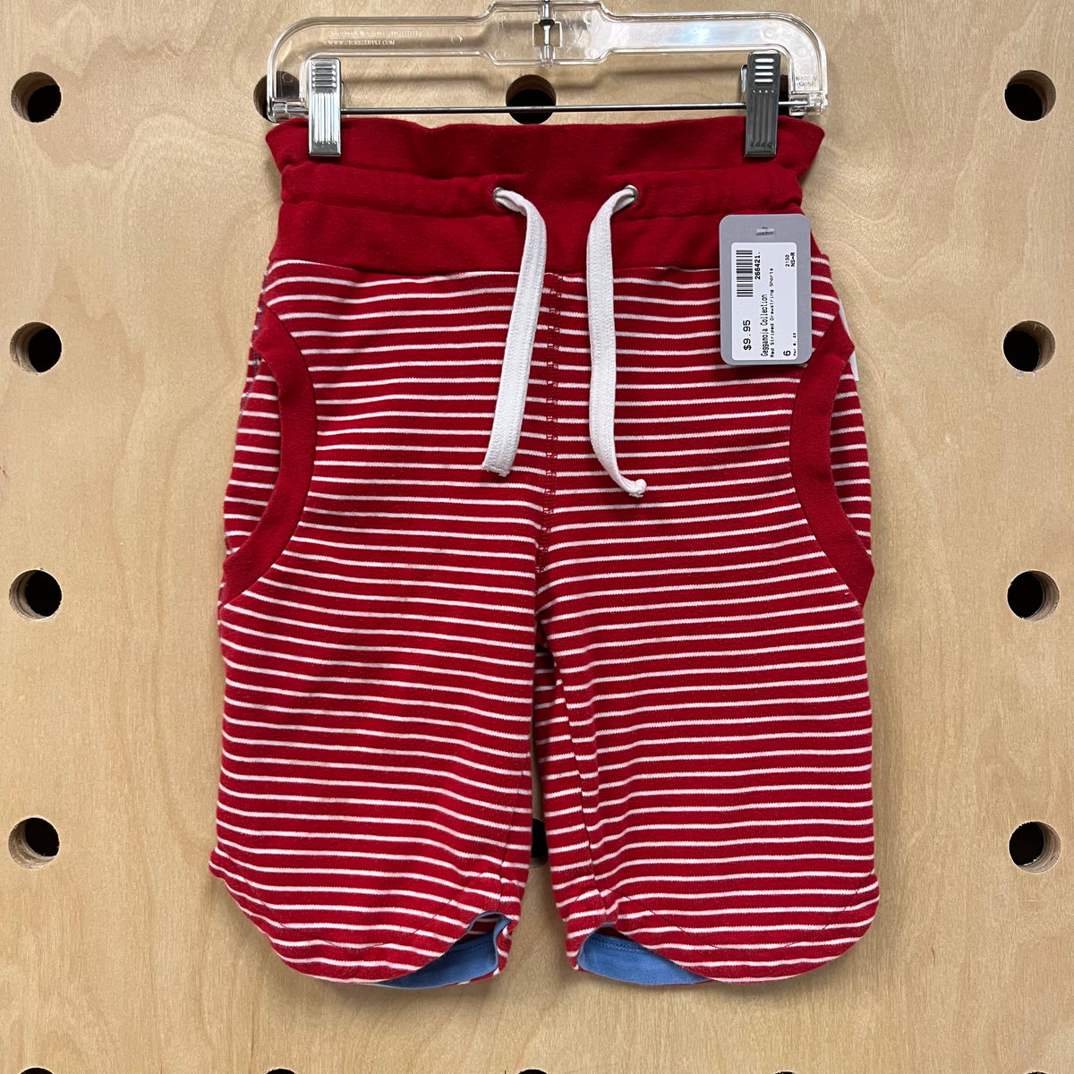 Red Striped Drawstring Shorts