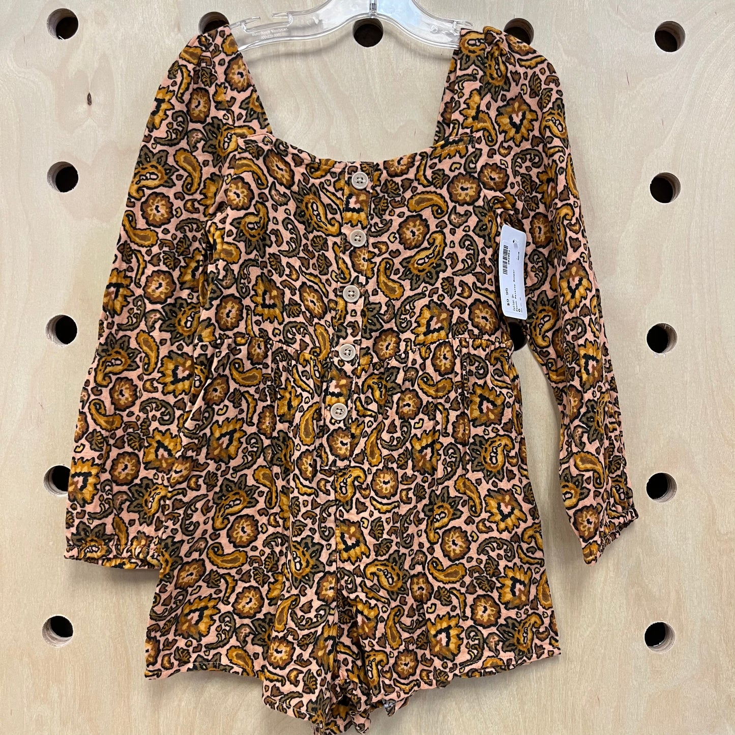 Peach Paisley Romper