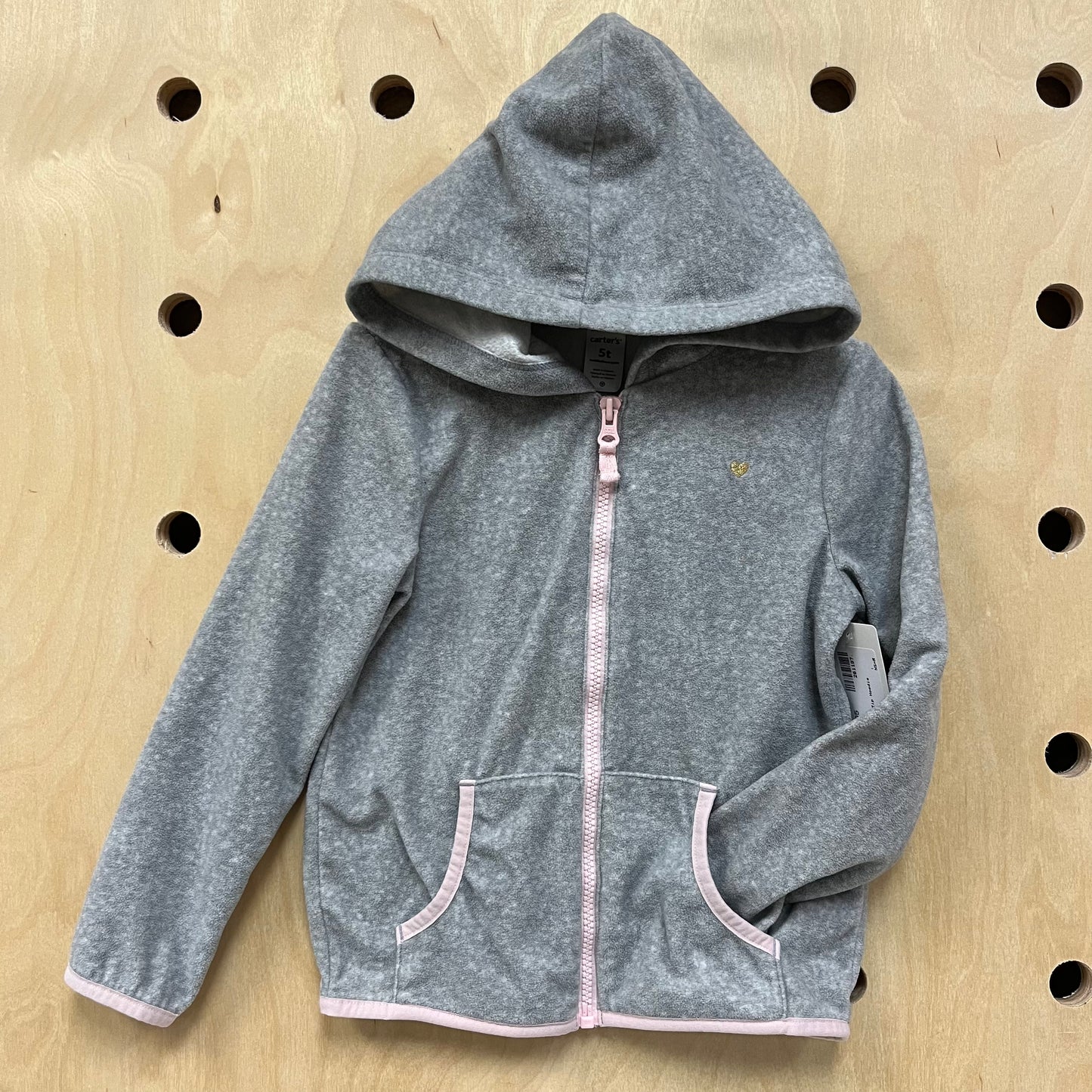 Grey Fleece Zip Hoodie