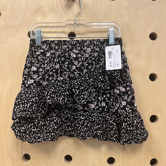 Black & Lavender Floral Skirt