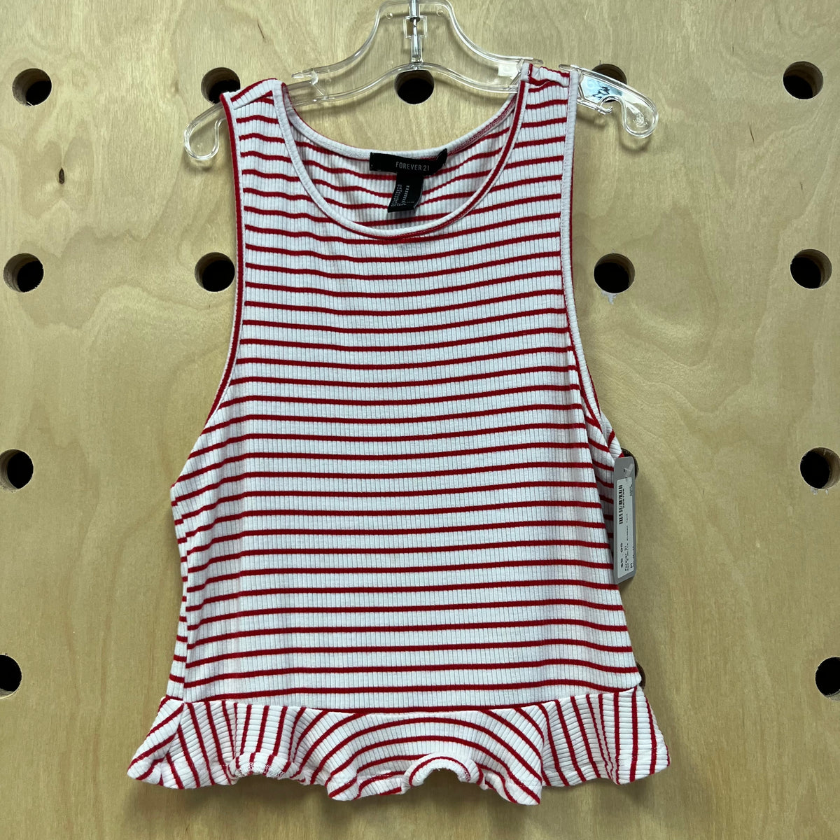 Red & White Ribbed Tank