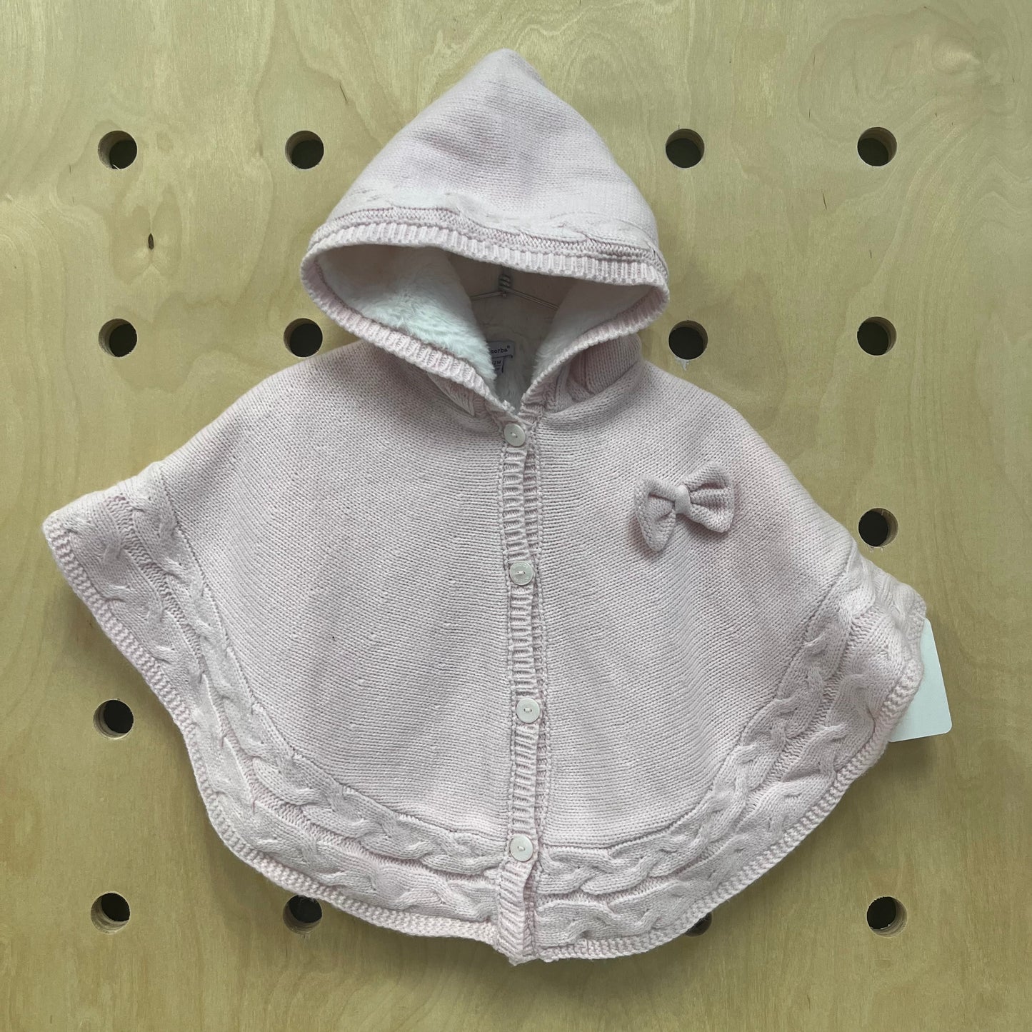 Pink Knit Hoodie Poncho