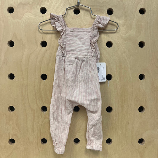 Pink Striped Pinafore Romper