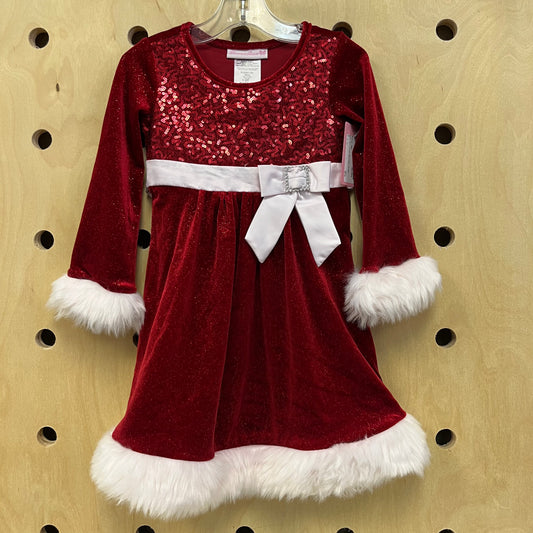 Red Fur Trim Holiday Dress