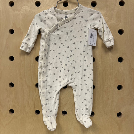 Cream & Grey Star Snap Footies