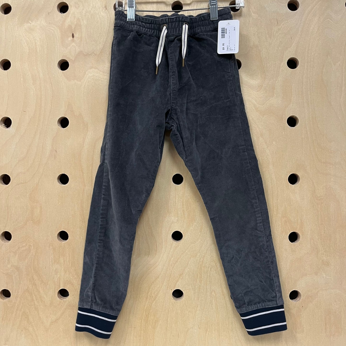 Grey Cord Skinny Drawstring Joggers