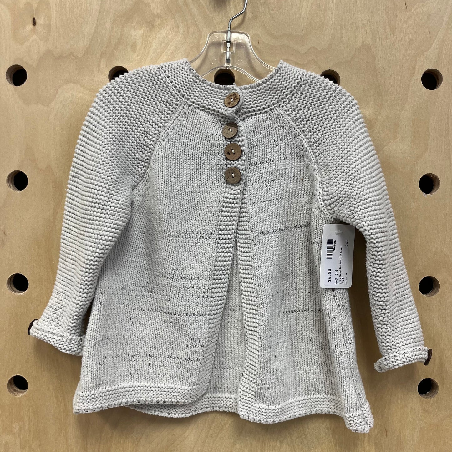 Grey Wood Button Cardigan