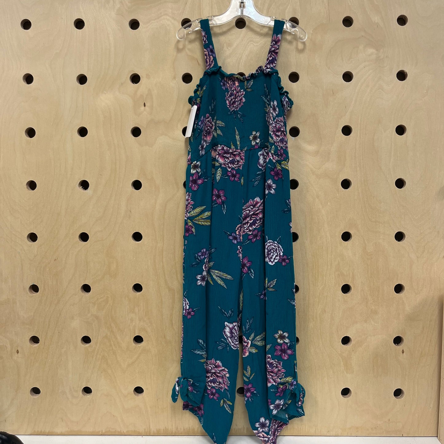 Teal Gauze Floral Romper