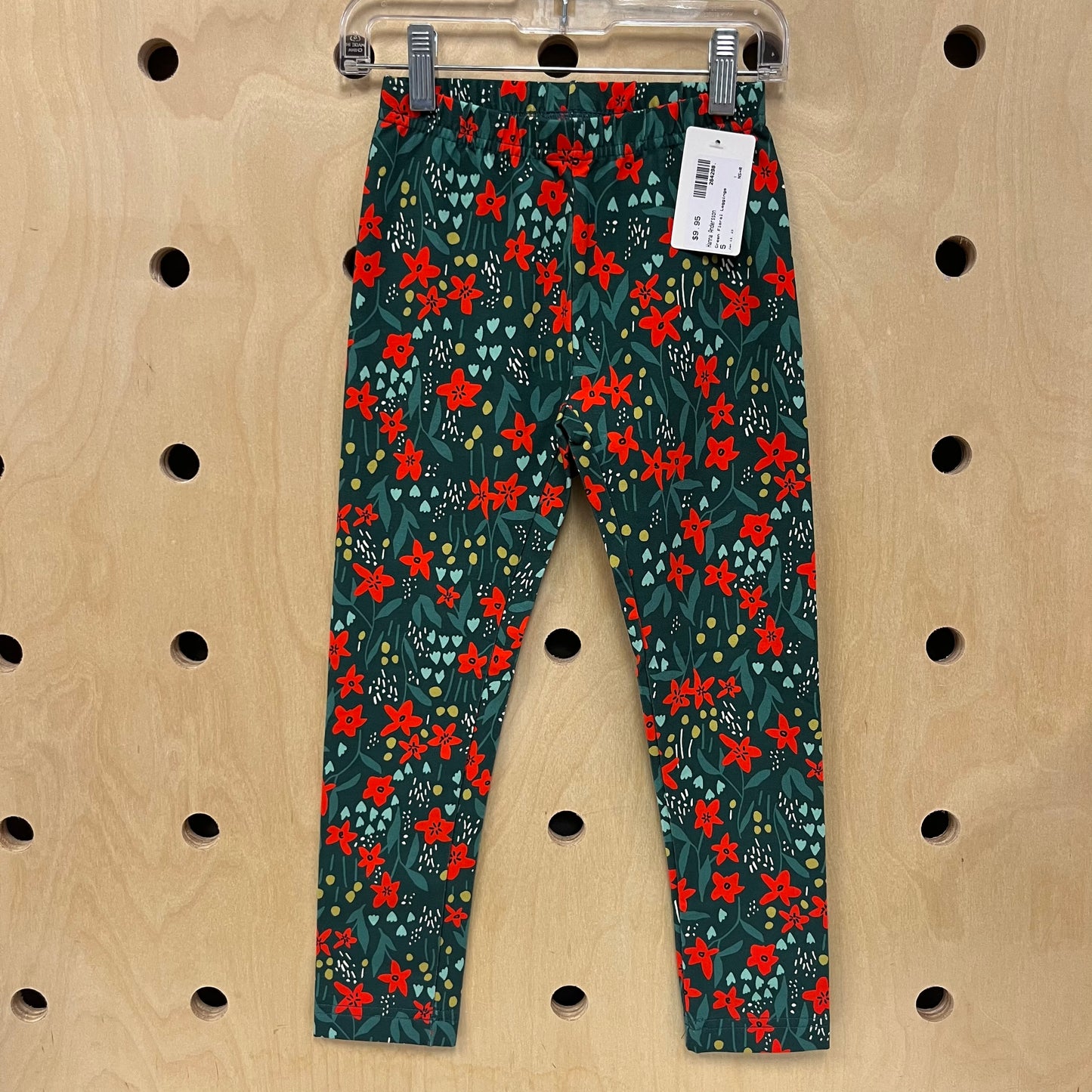 Green Floral Leggings
