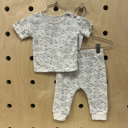 Cream & Blue Fishy Outfit