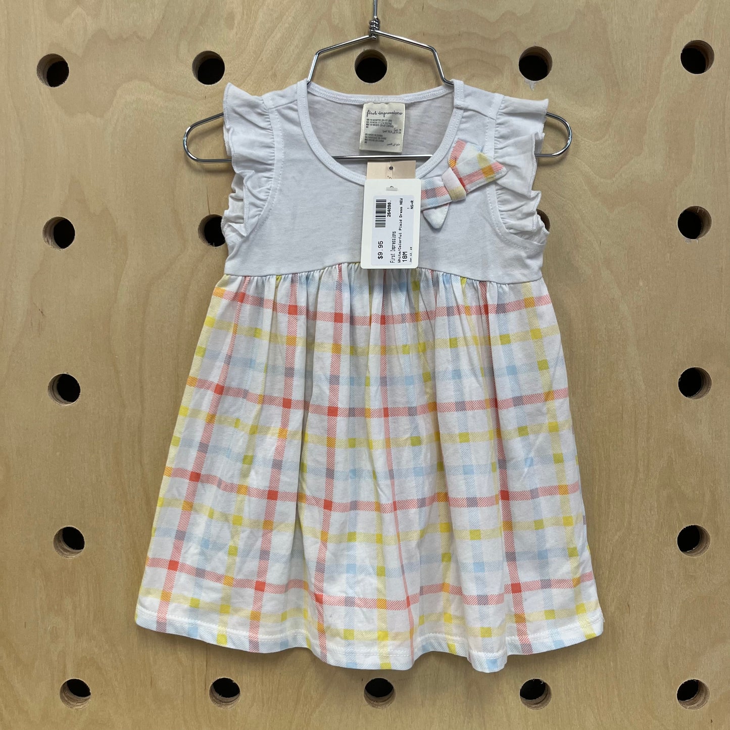 White/Colorful Plaid Dress NEW