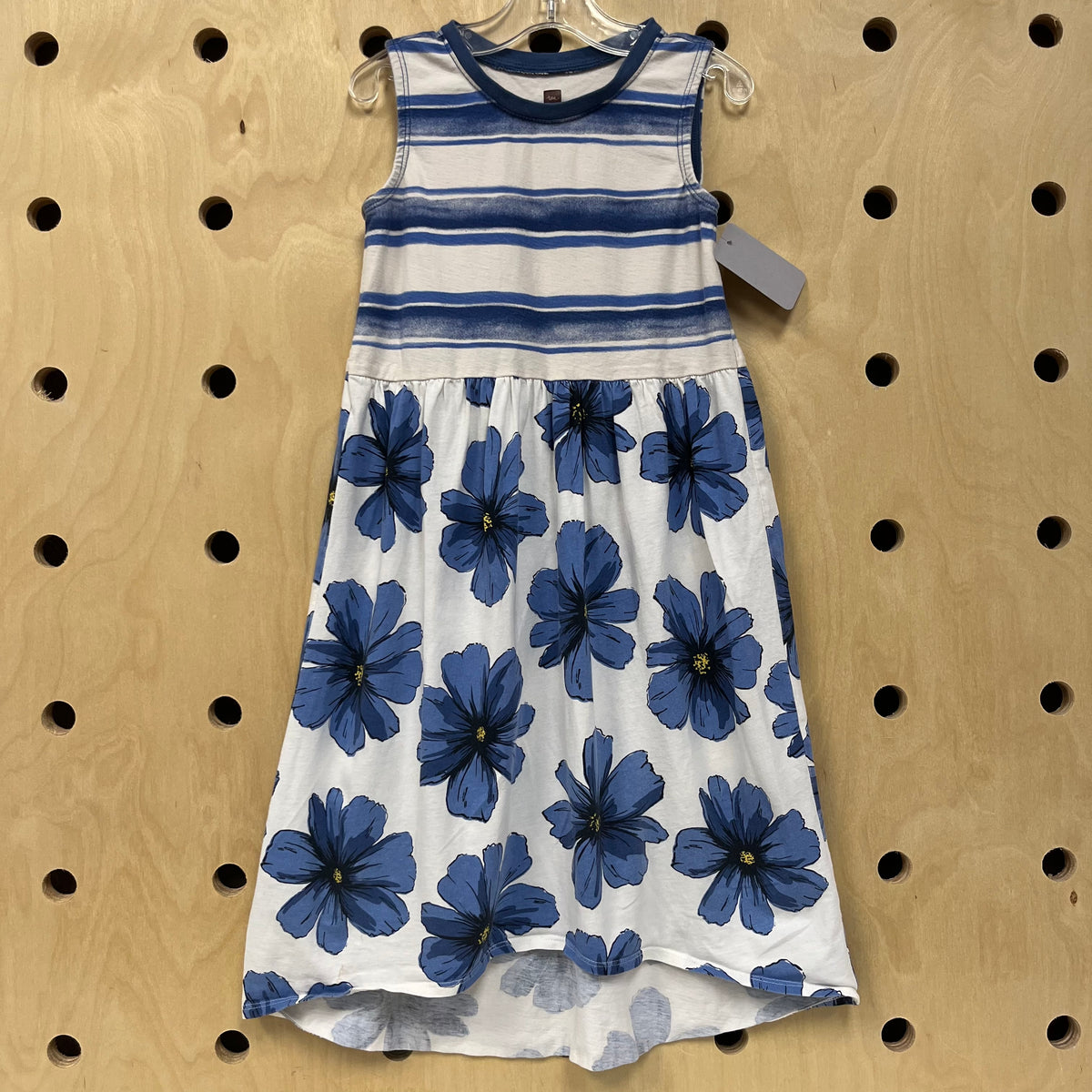 White & Blue Hibiscus Dress