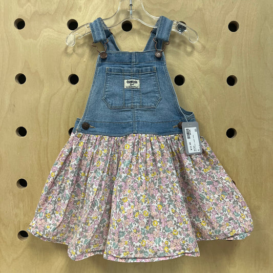 Denim Floral Jumper Dress