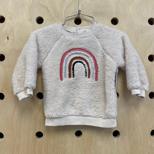 Cream Rainbow Fuzzy Sweater