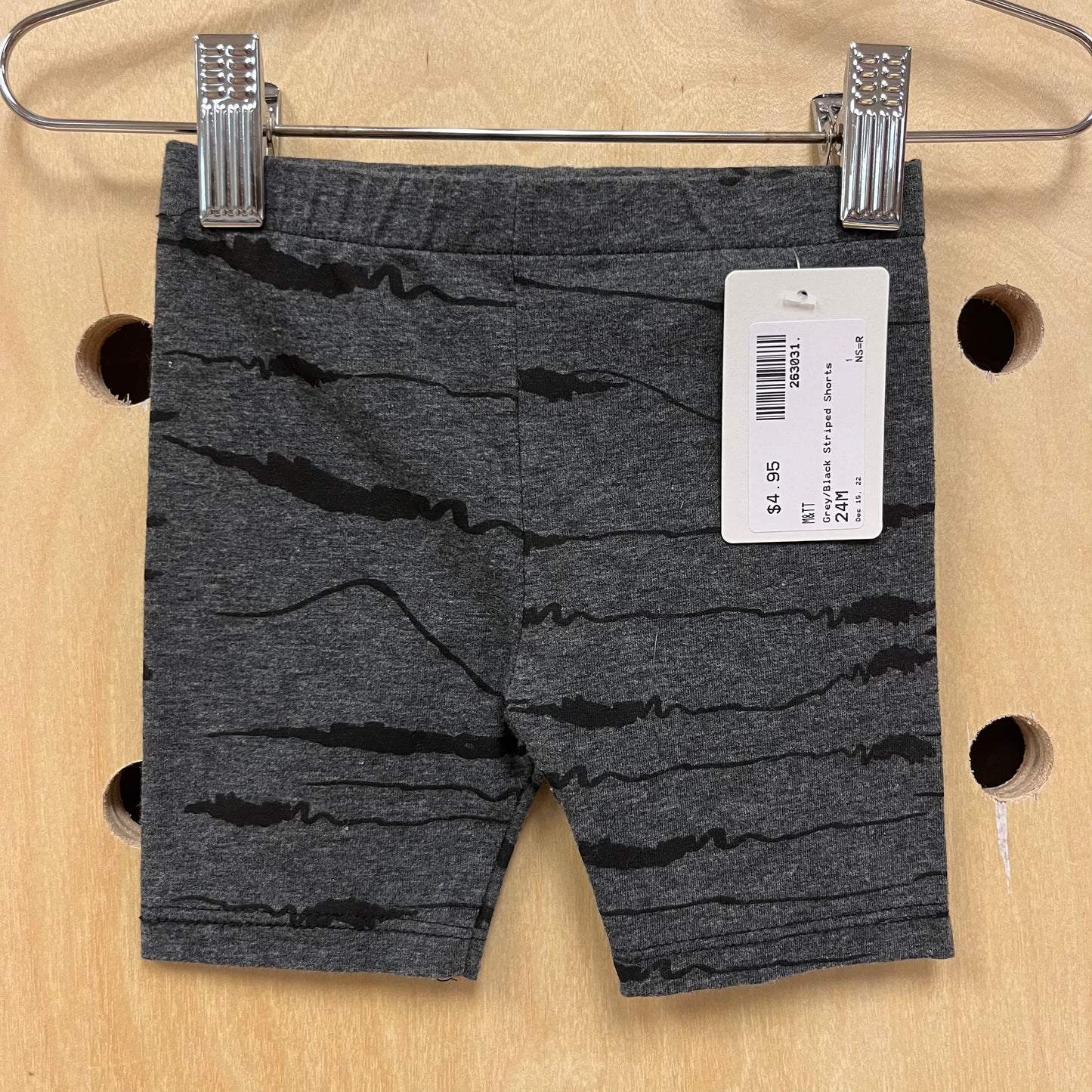 Grey/Black Striped Shorts