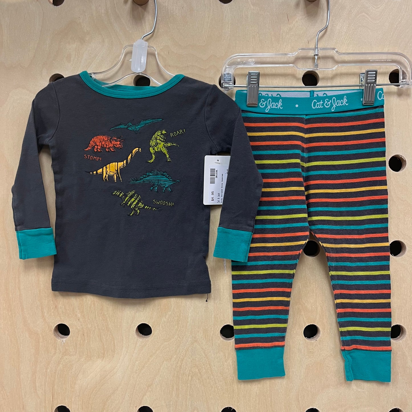 Grey Striped Dino Jammies