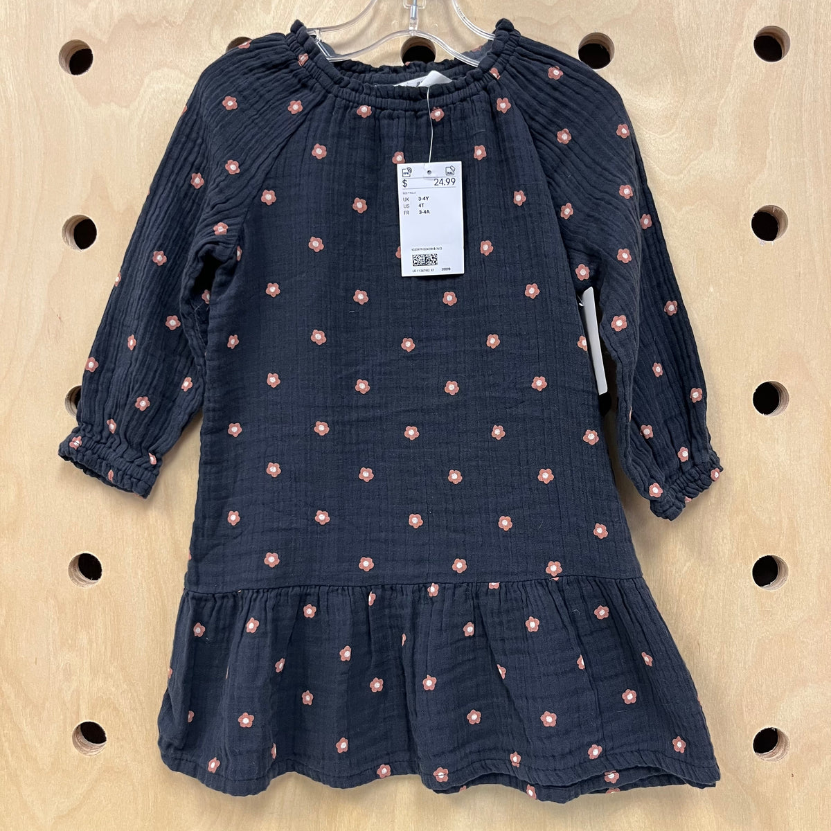 Grey Floral Gauze Dress NEW!