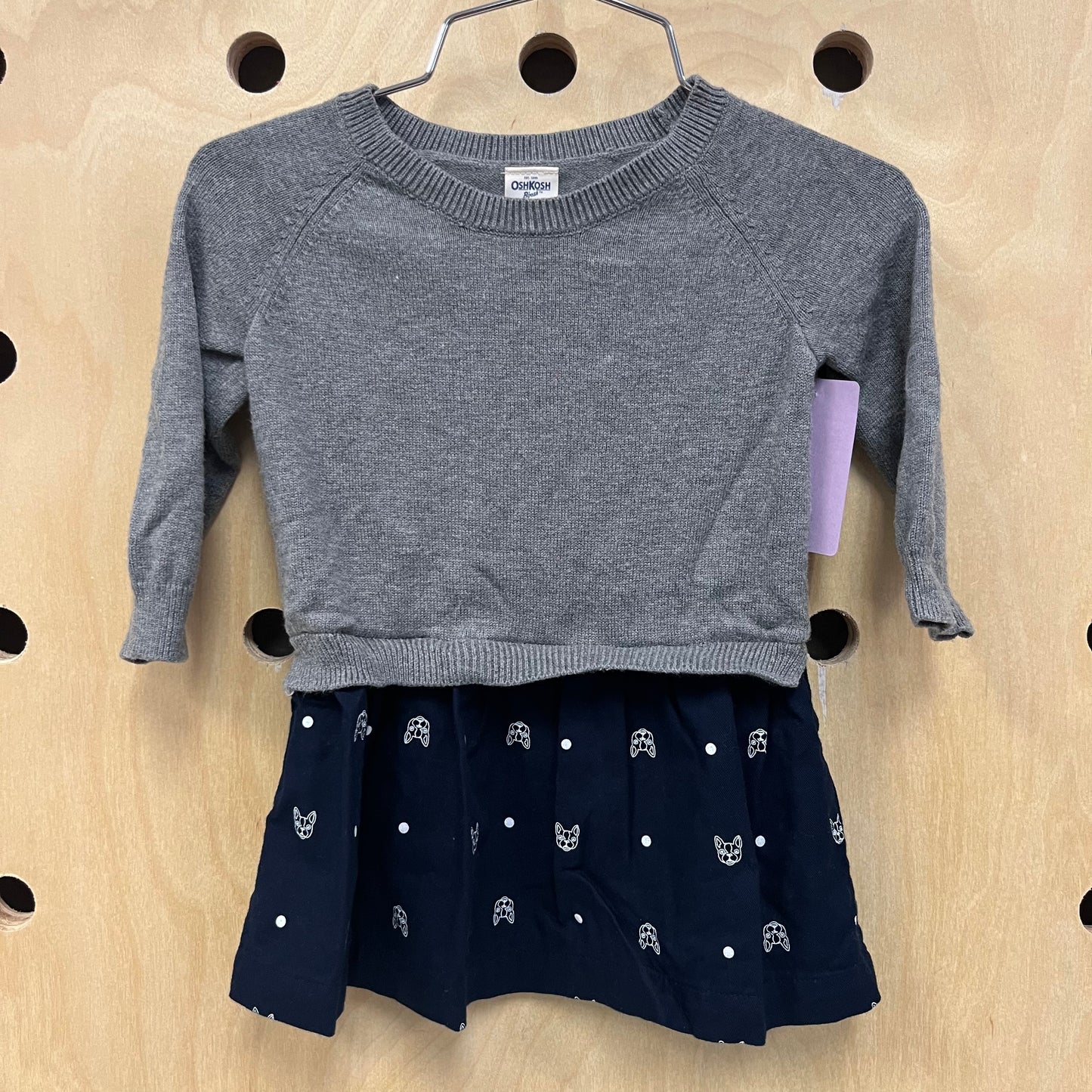 Grey + Blue Frenchie Dress