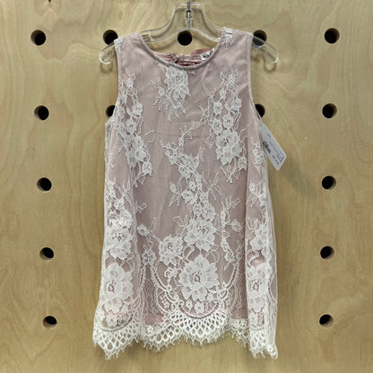 Pink Lace Overlay Dress