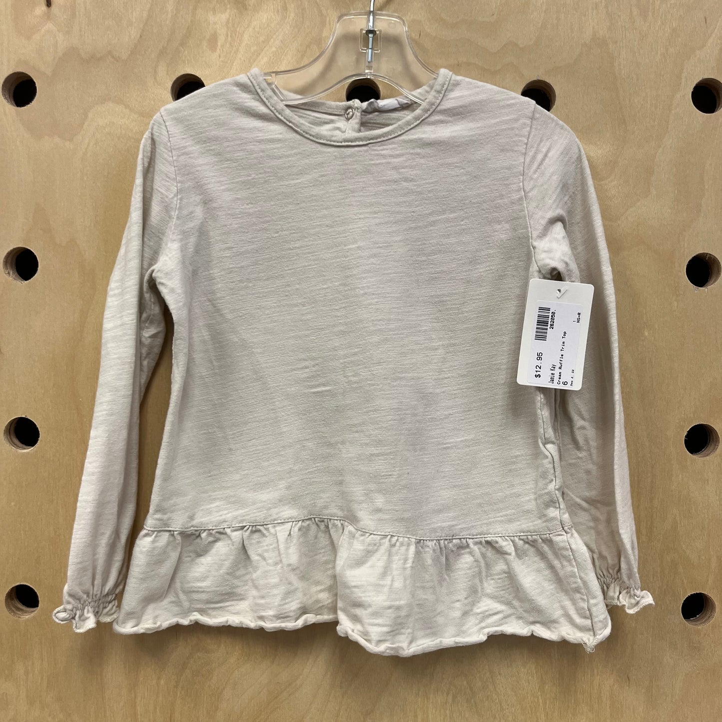 Cream Ruffle Trim Top