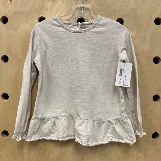 Cream Ruffle Trim Top