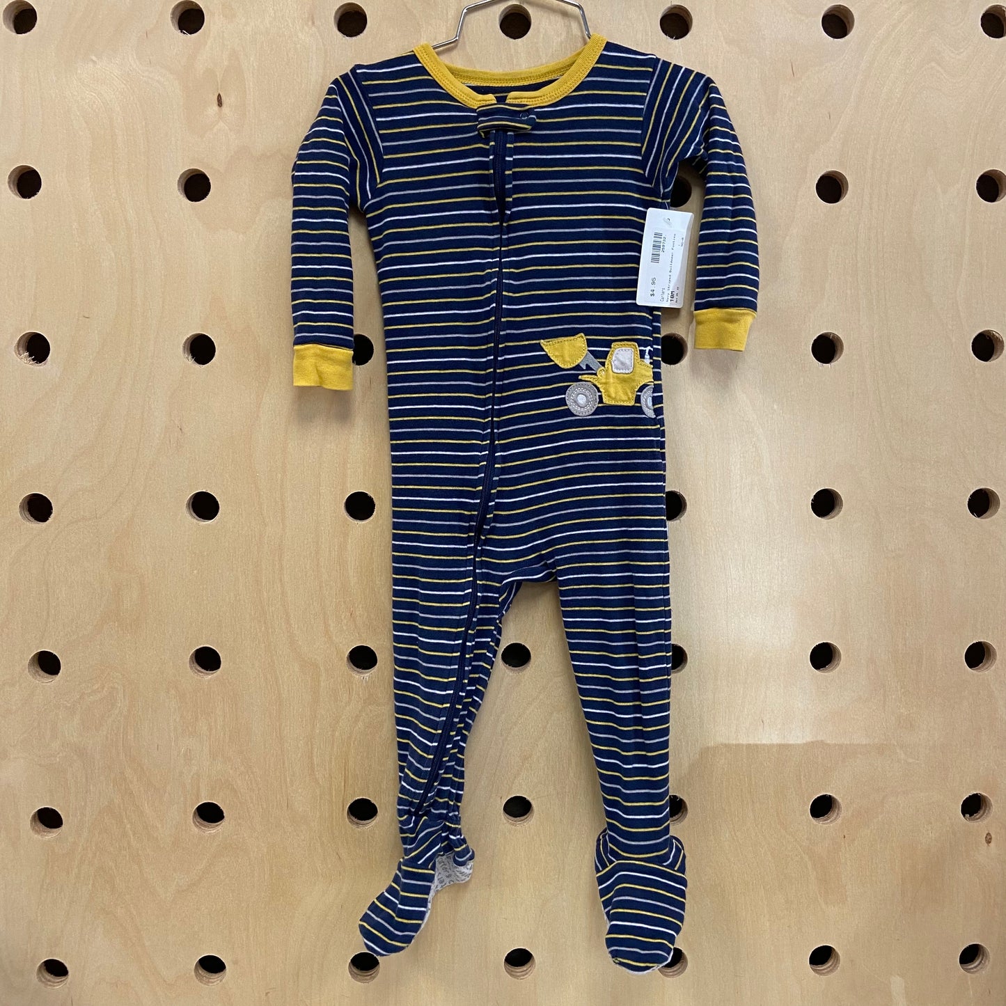 Navy Striped Bulldozer Footies