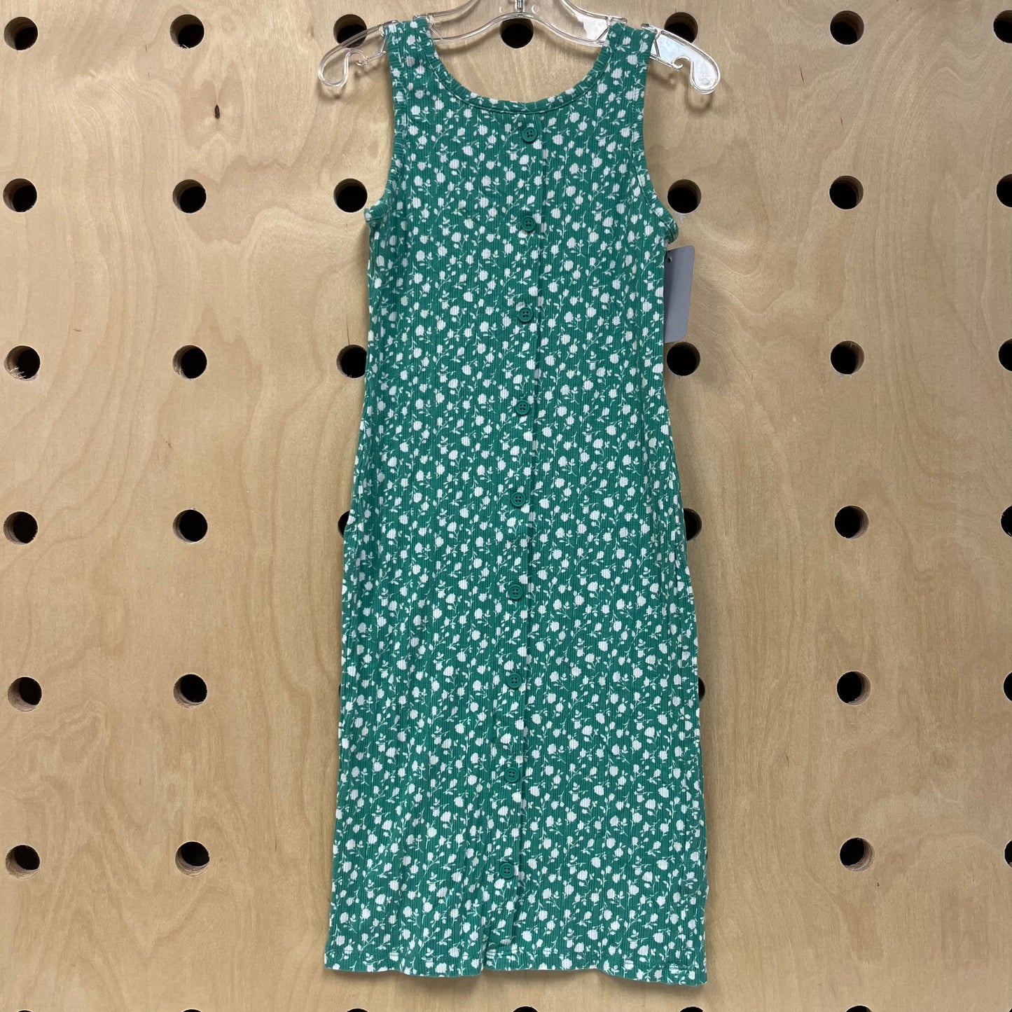 Teal Floral Ribbed Dress