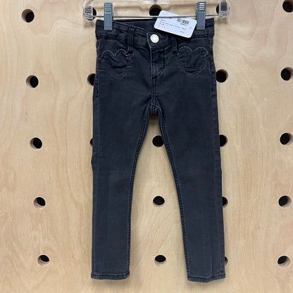 Black Wash Heart Pocket Jeggings