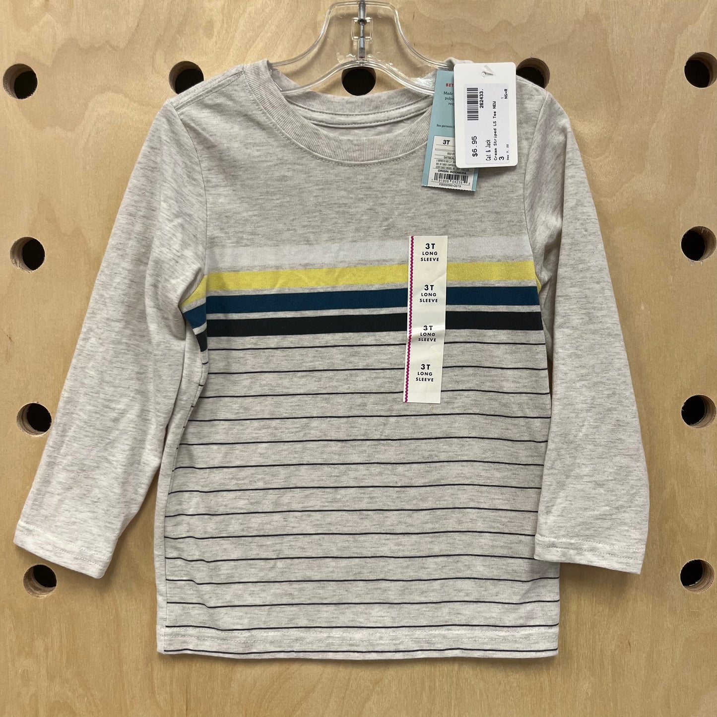 Cream Striped LS Tee NEW