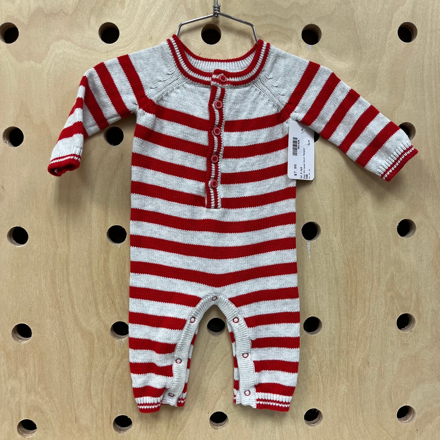 Red Striped Knit Romper