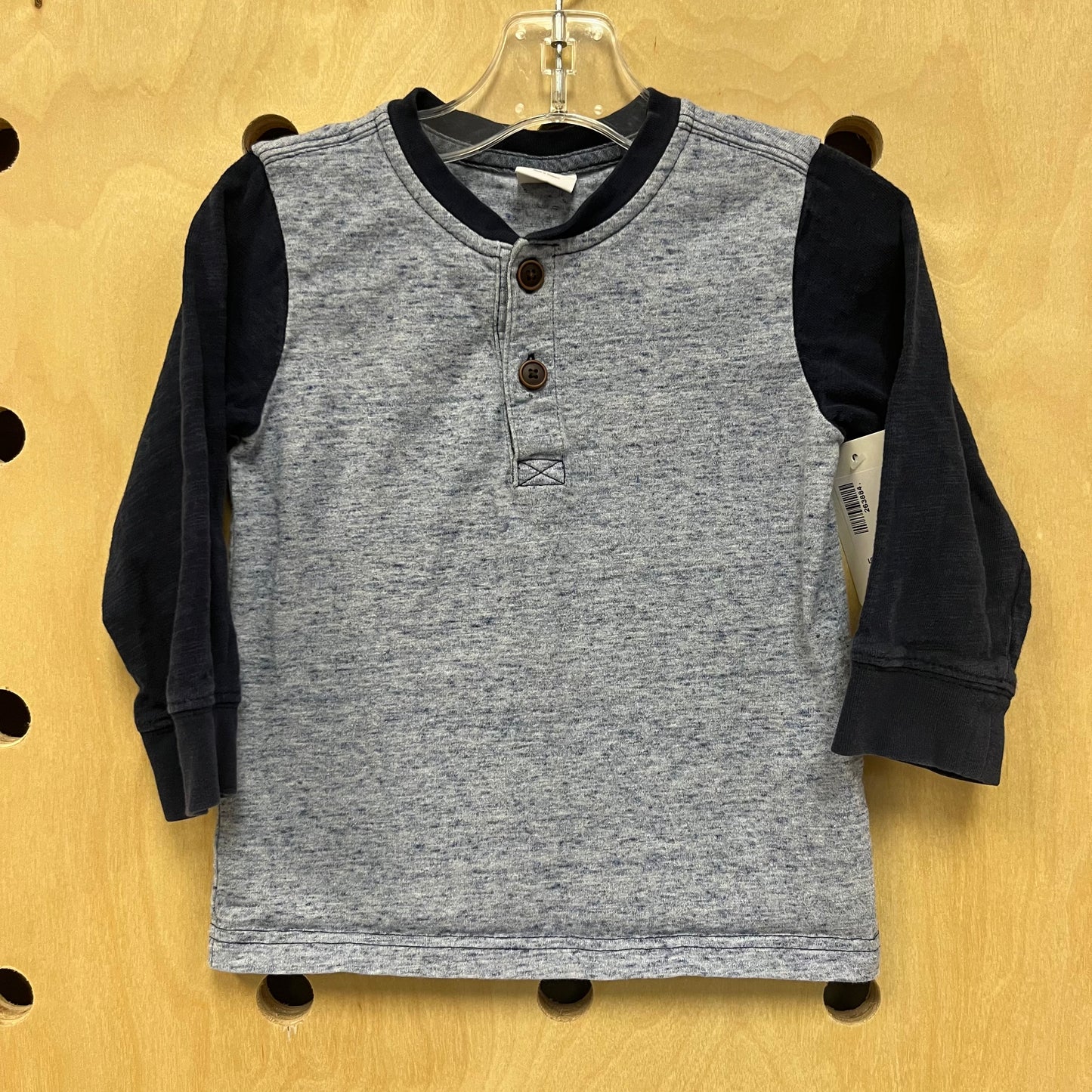 Blue Heathered LS Henley