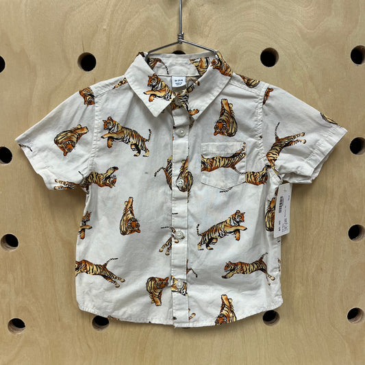 Cream Tiger Button Up
