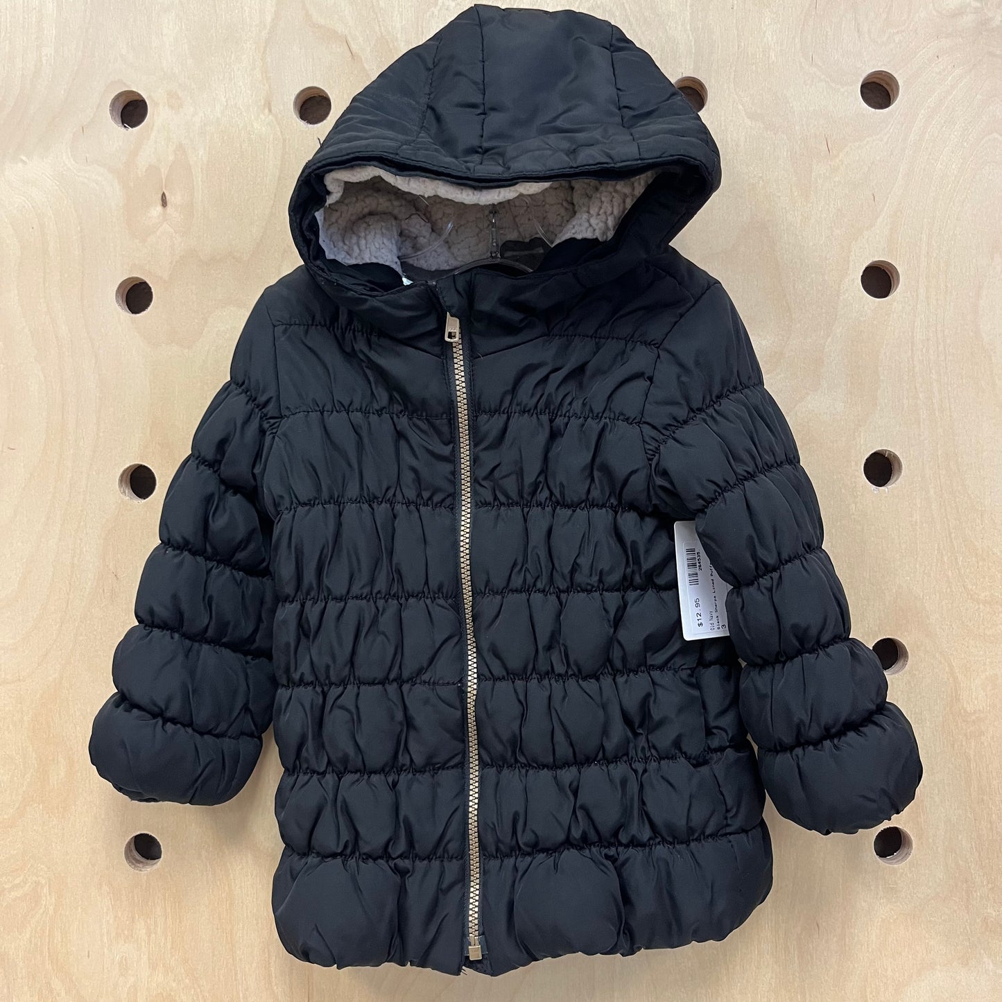 Black Sherpa Lined Puffer