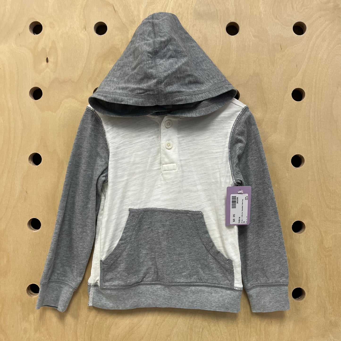 Grey + White Hooded Henley