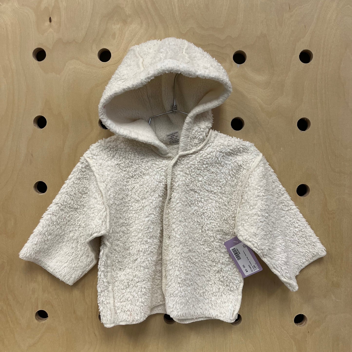 Cream Fuzzy Snap Hoodie