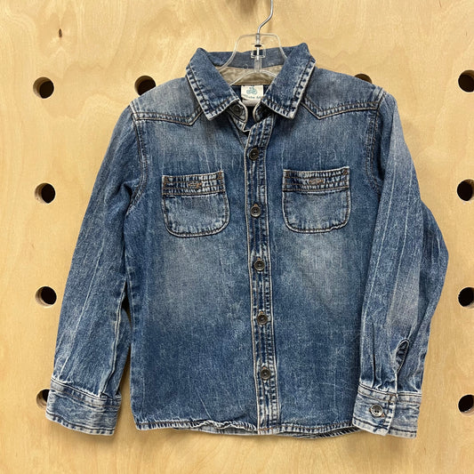 Acid Wash Denim LS Button Up