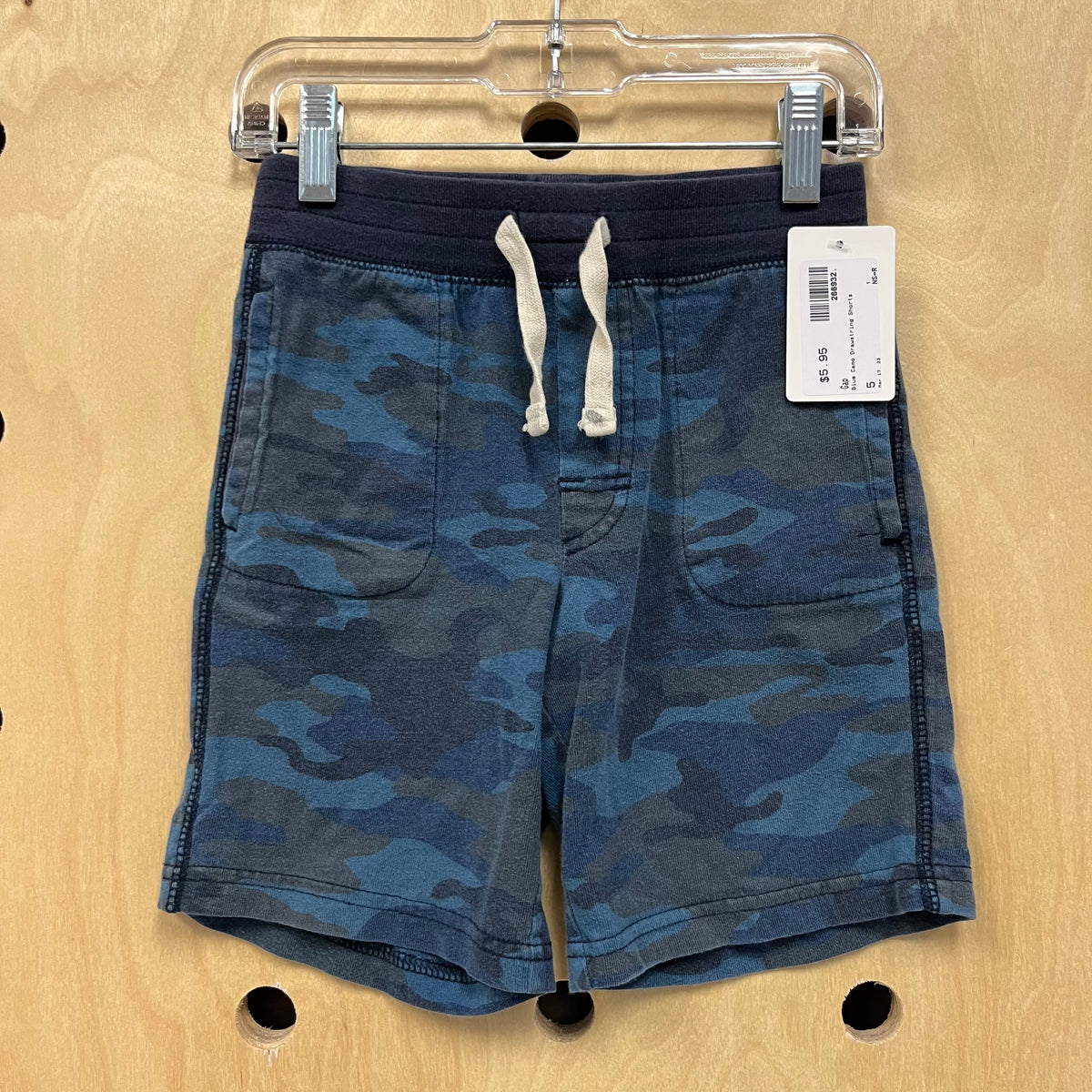 Blue Camo Drawstring Shorts