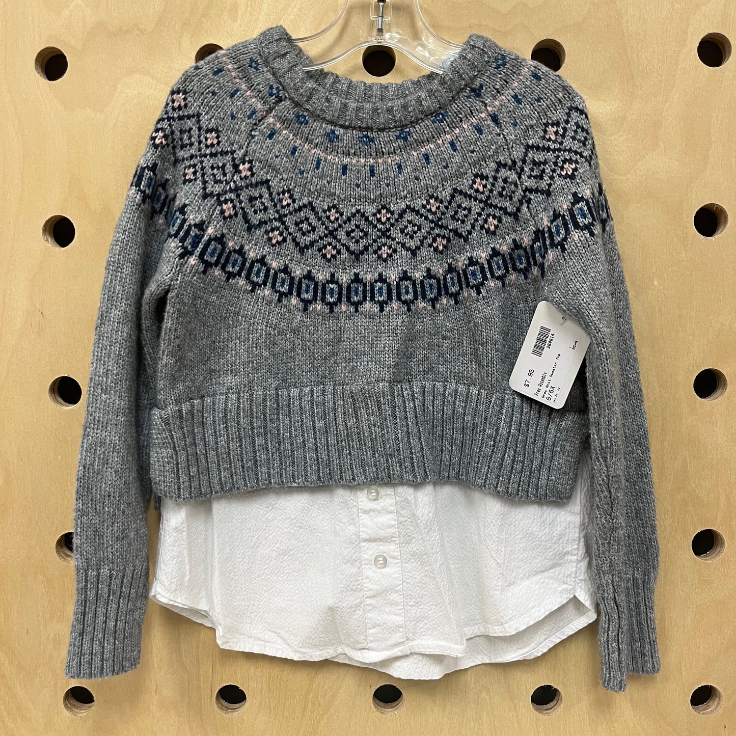 Grey Faux Layer Sweater