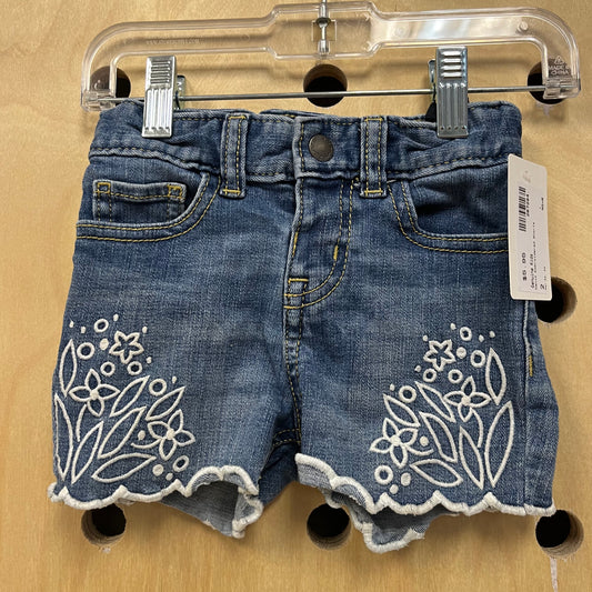 Denim Embroidered Shorts