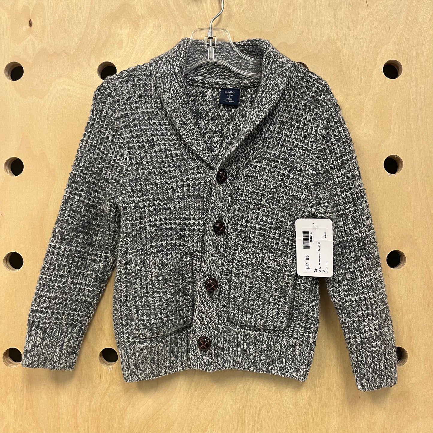 Grey Heathered Cardigan