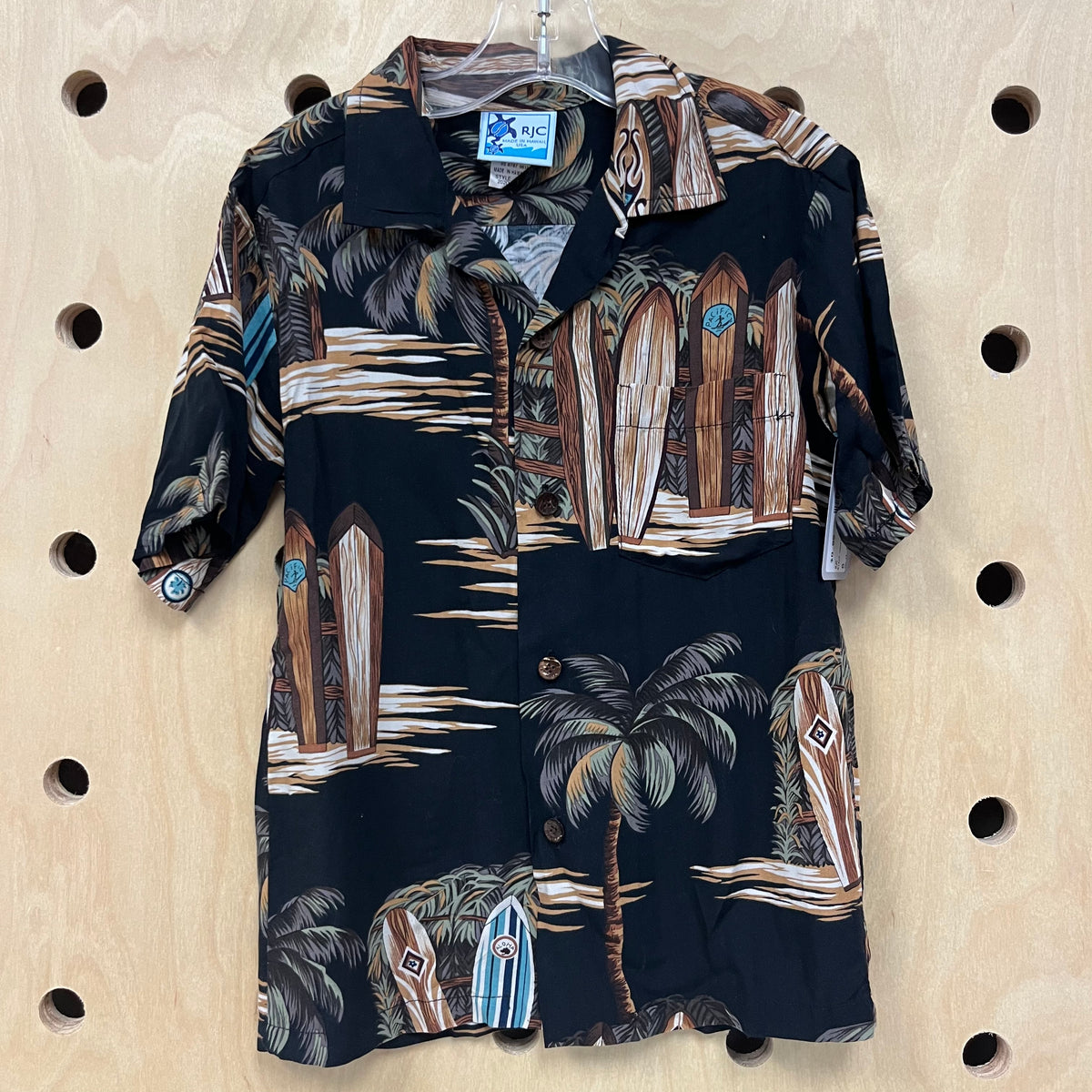 Black Hawaiian Print Shirt