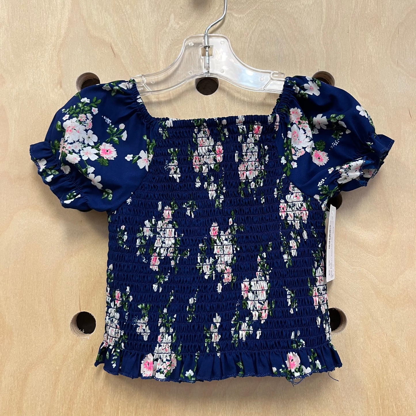 Blue Floral Smocked Top