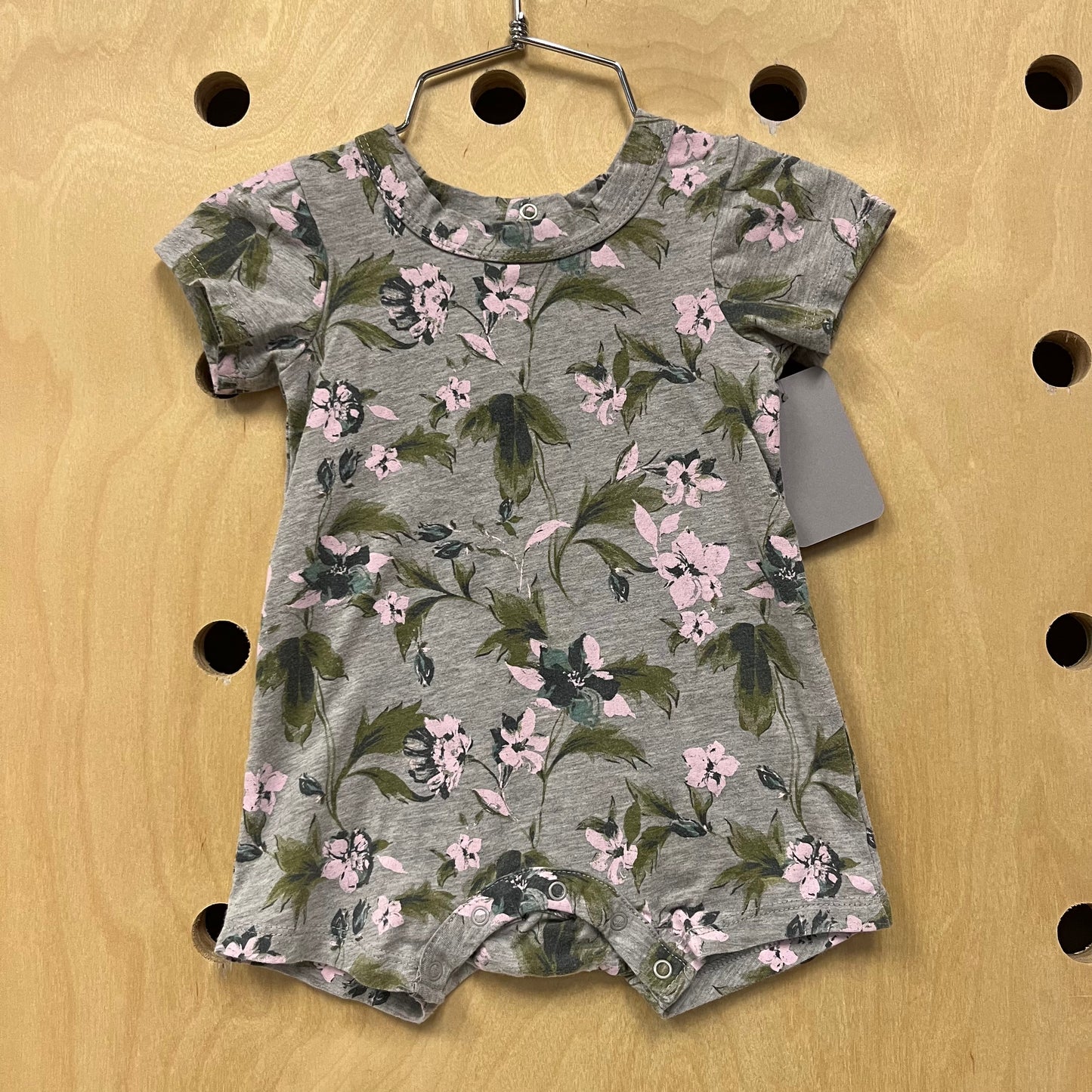 Grey & Pink Floral Romper