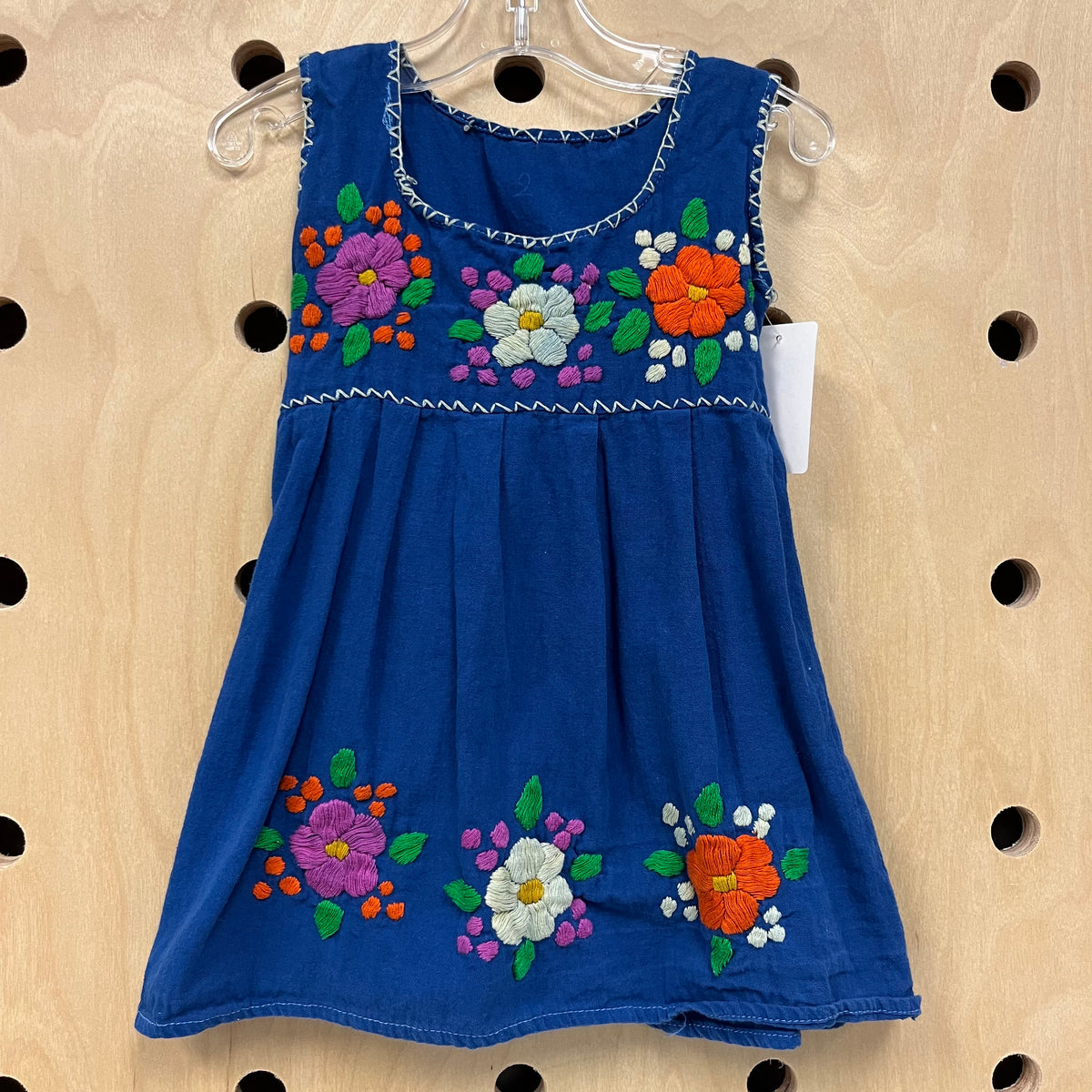 Blue Embroidered Floral Dress