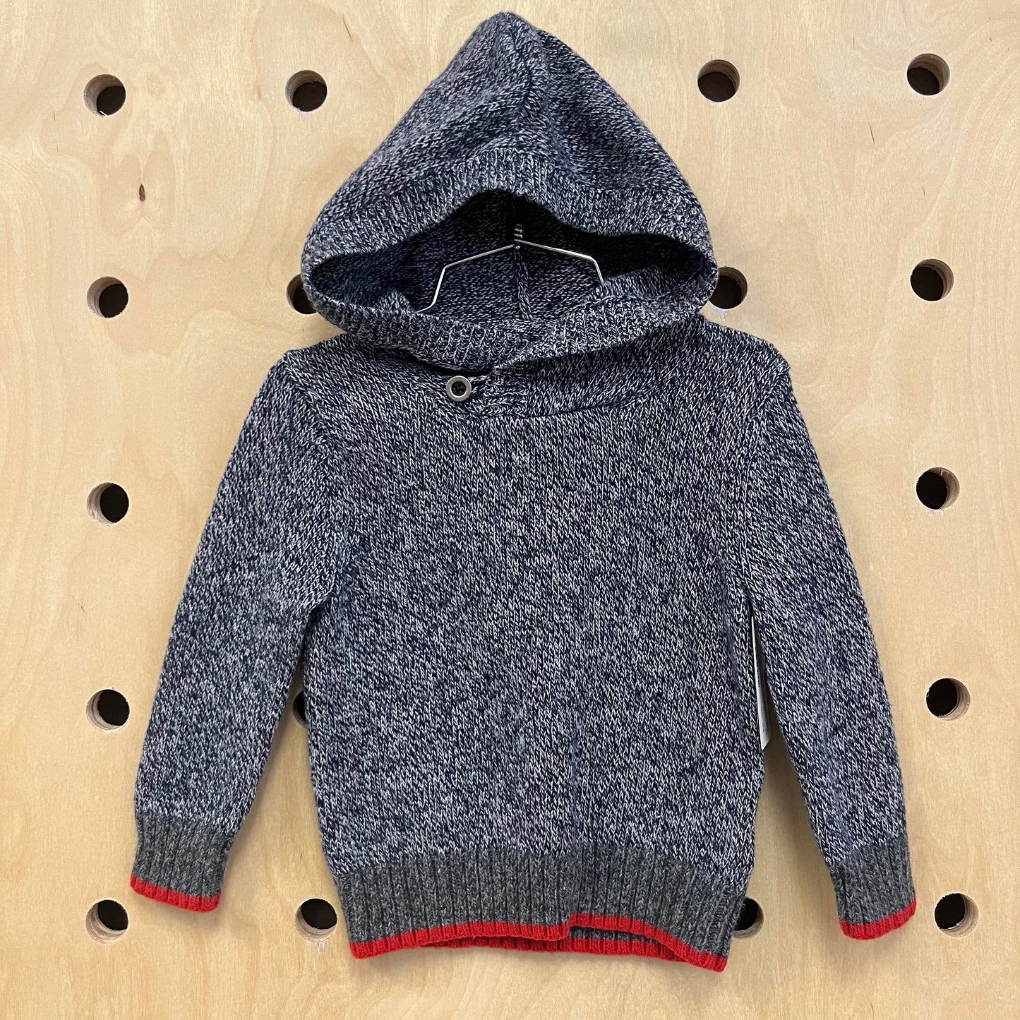Navy Knit Hooded Pullover