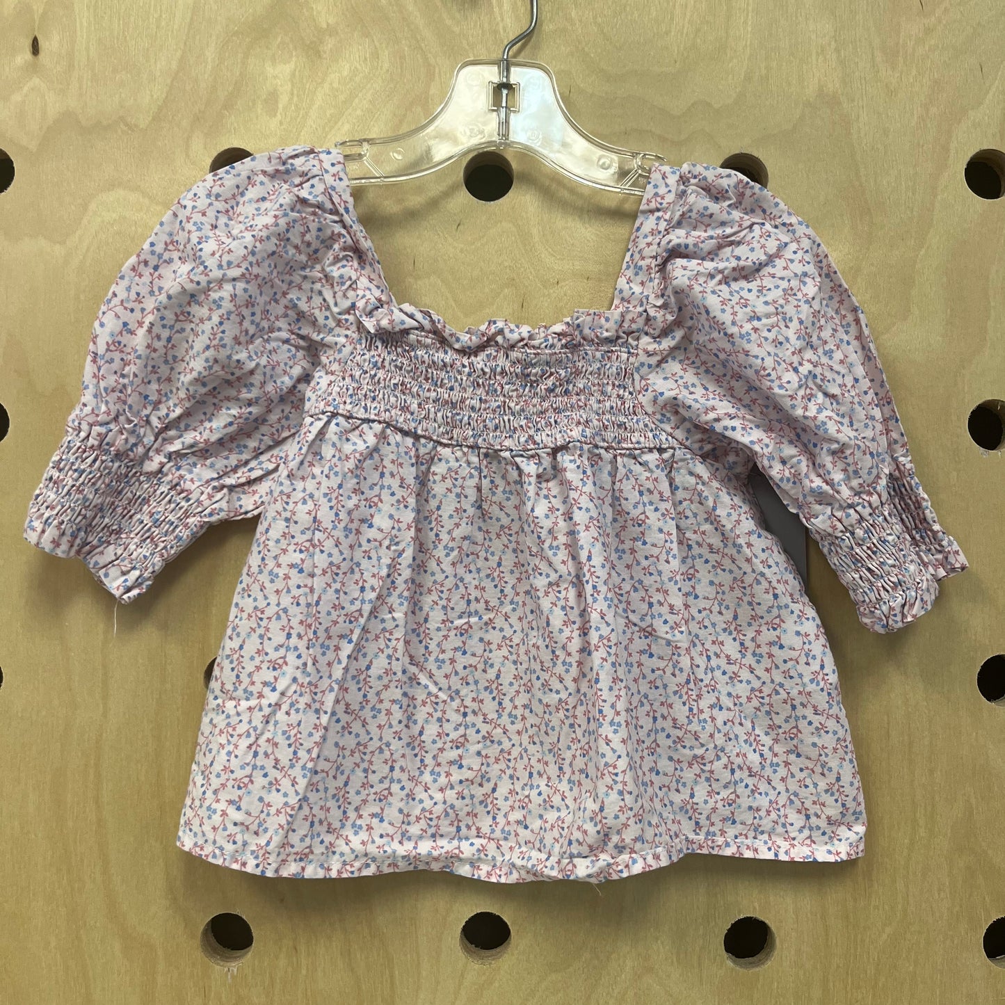 Pink Floral Smocked Top