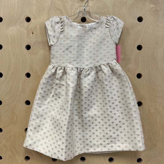 Cream and Gold Polka Dot Dress