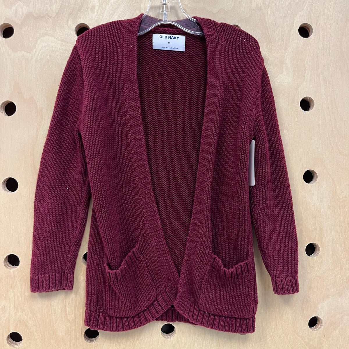 Maroon Knit Open Cardigan