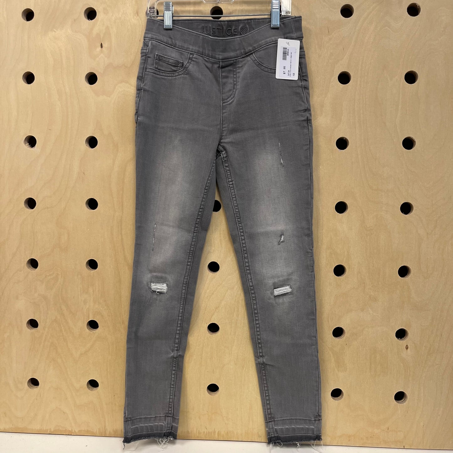 Grey Distressed Denim Jeggings